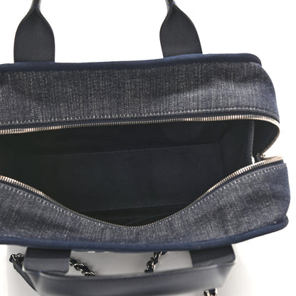 Chanel Denim Deauville Bowling Bag Dark Blue 4 of 9