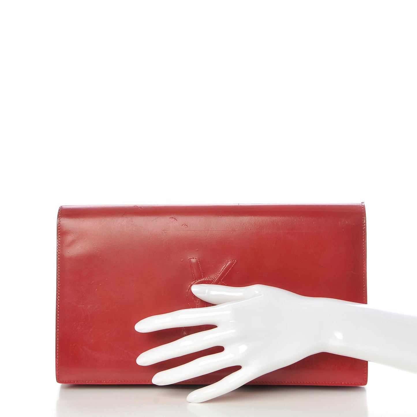 Textured Patent Large Belle De Jour Clutch Fuchsia