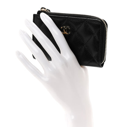 Chanel Caviar Quilted Zipped Key Holder Case Black 2 of 8