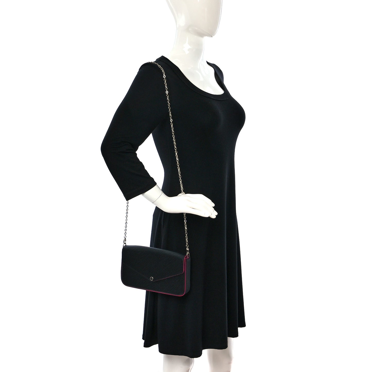 Epi Pochette Felicie Black Hot Pink