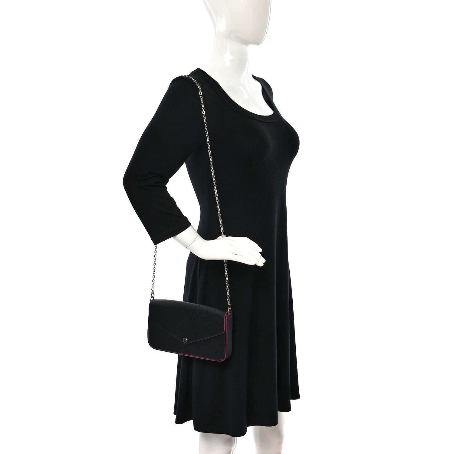 Louis Vuitton Epi Pochette Felicie Black Hot Pink 2 of 17