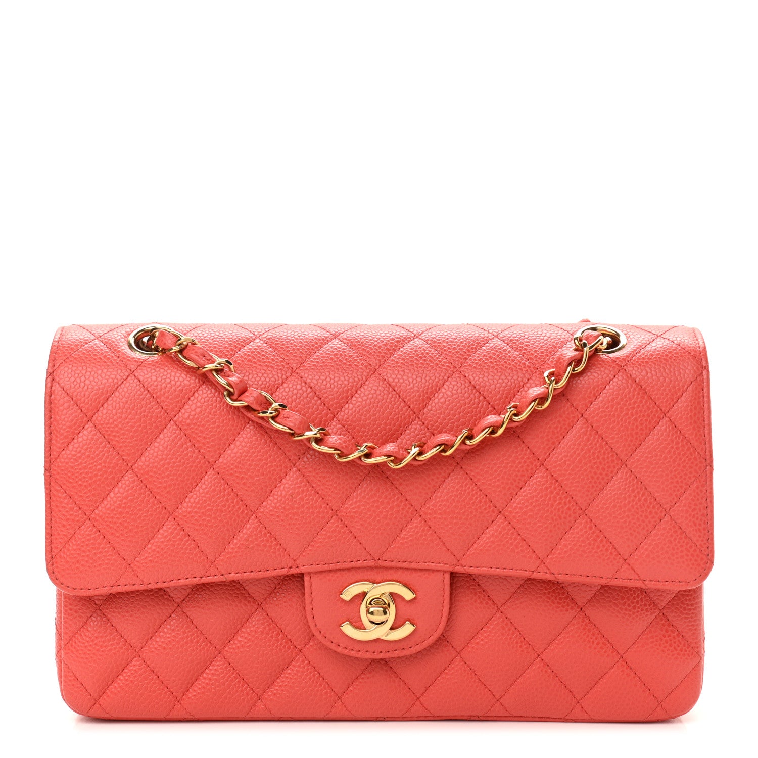 Chanel Caviar Quilted Medium Double Flap Light Red 1 of 12