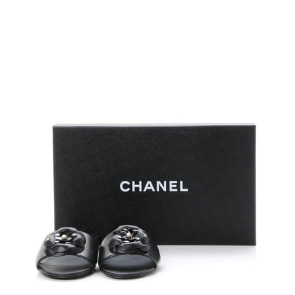 Chanel Lambskin Camellia Pearl Slides 35 Black 9 of 9