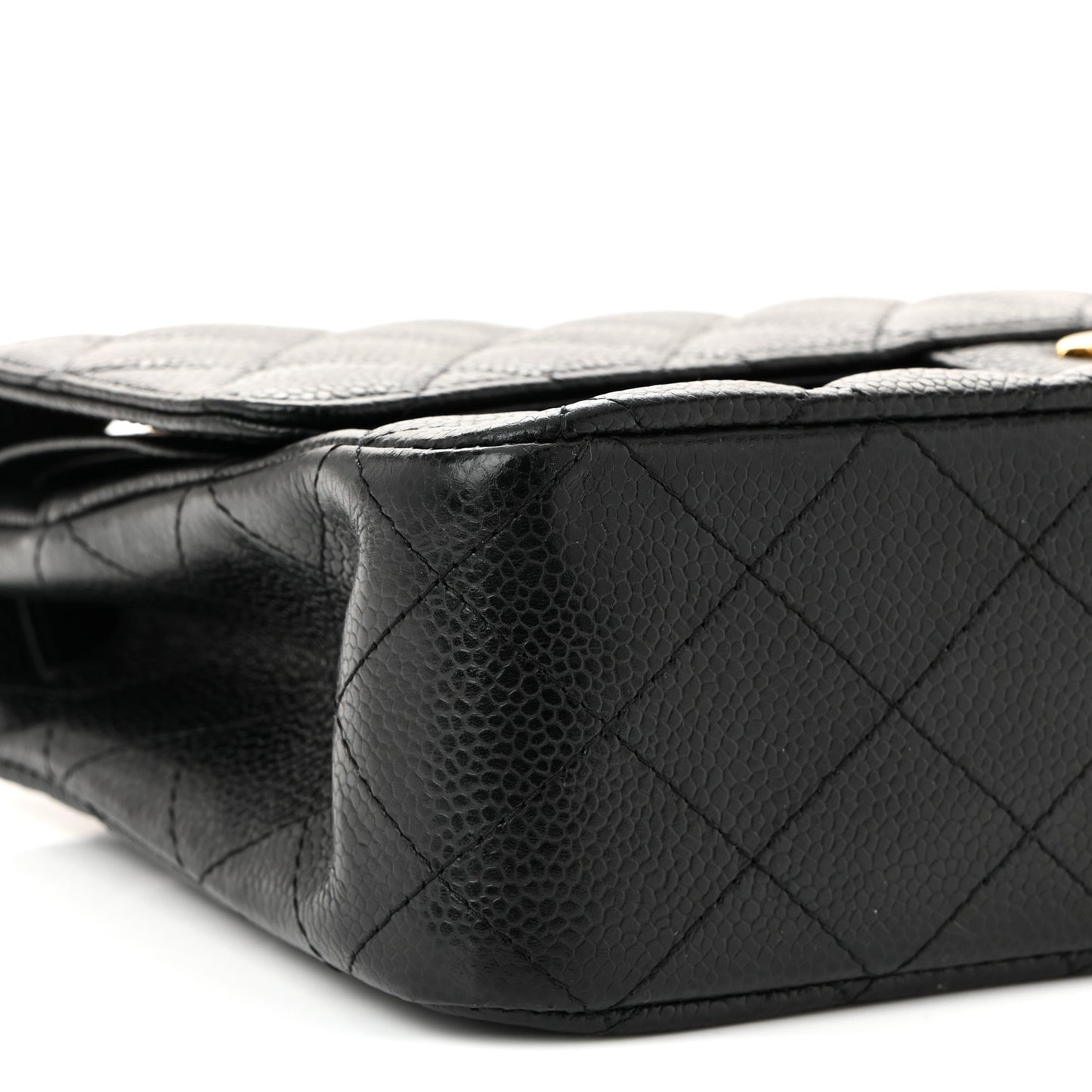 Caviar Quilted Medium Double Flap Black