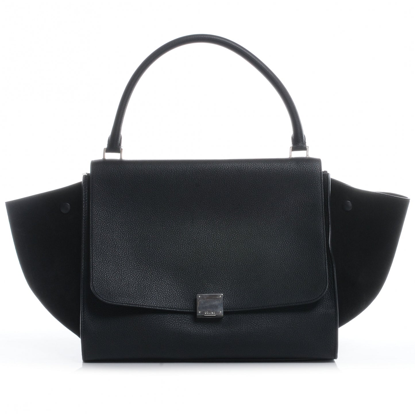 Drummed Leather Suede Large Trapeze Black