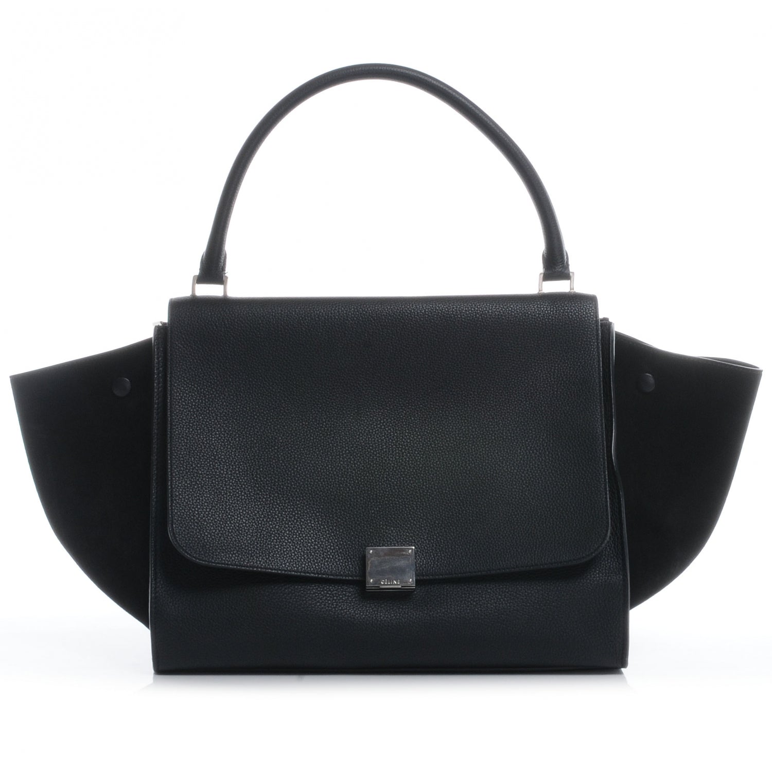 Celine Drummed Leather Suede Large Trapeze Black 1 of 7