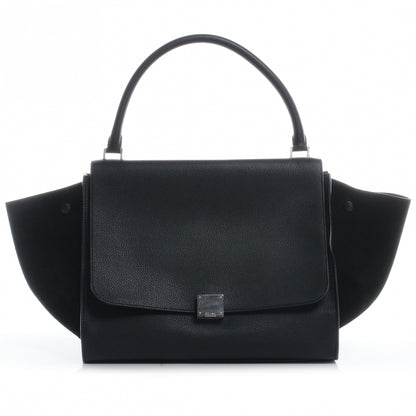 Celine Drummed Leather Suede Large Trapeze Black 1 of 7