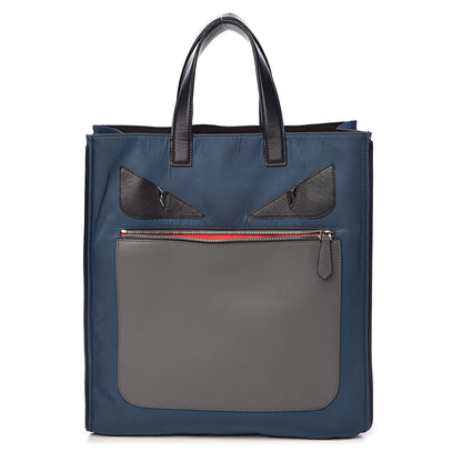 Fendi Nylon Vitello Bag Bug Tote Marine Acciaco 1 of 20