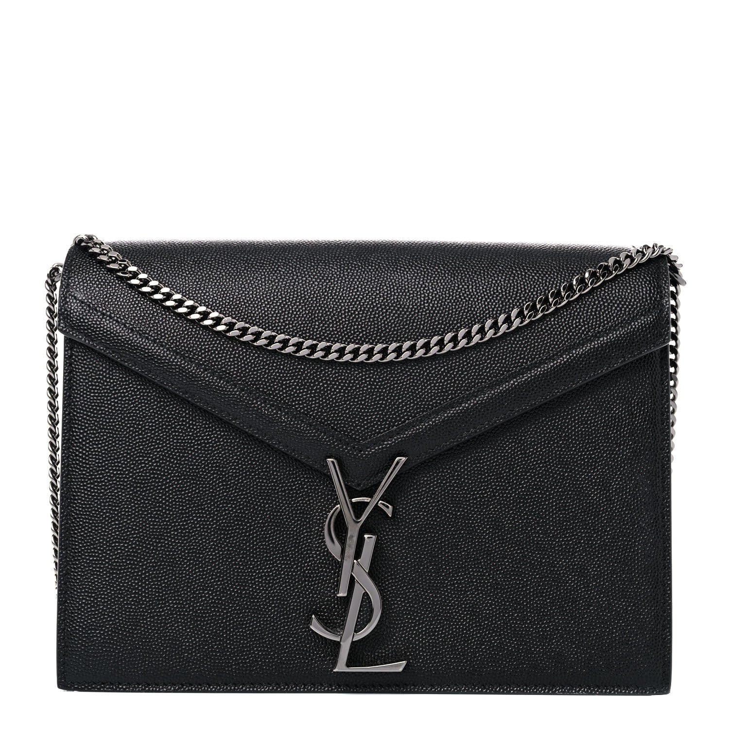 Saint Laurent Grain De Poudre Monogram Cassandra Clasp Bag Black 1 of 10