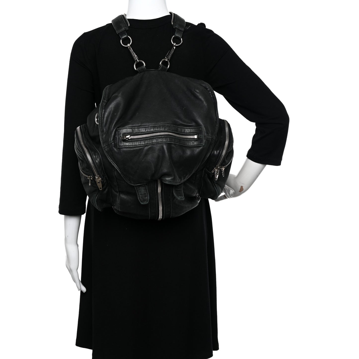 Lambskin Marti Backpack Bag Washed Black Rhodium Hardware