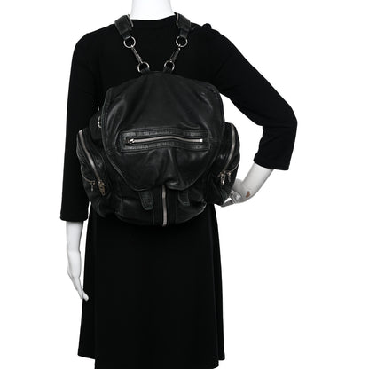 Alexander Wang Lambskin Marti Backpack Bag Washed Black Rhodium Hardware 2 of 17