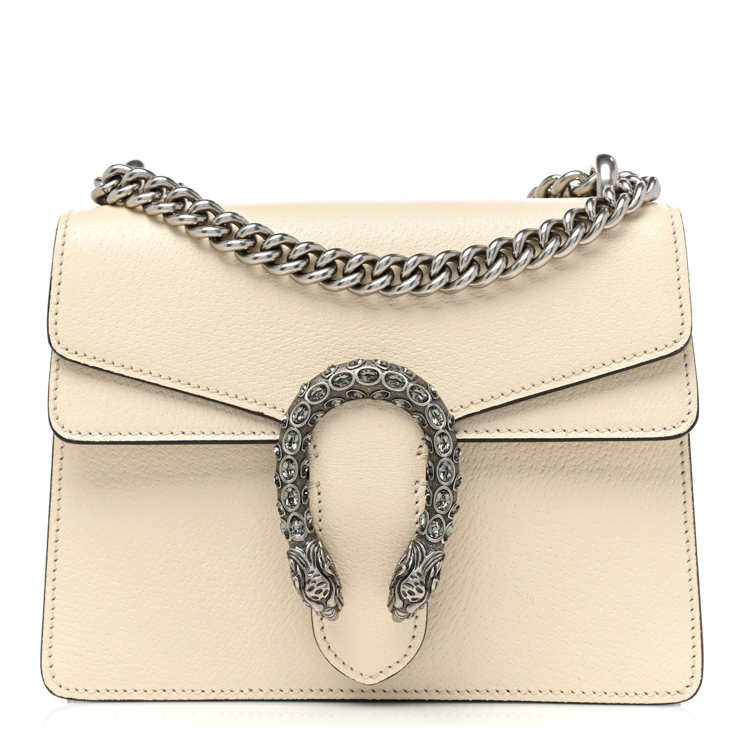 Gucci Textured Calfskin Crystal Mini Dionysus Shoulder Bag Mystic White 1 of 10