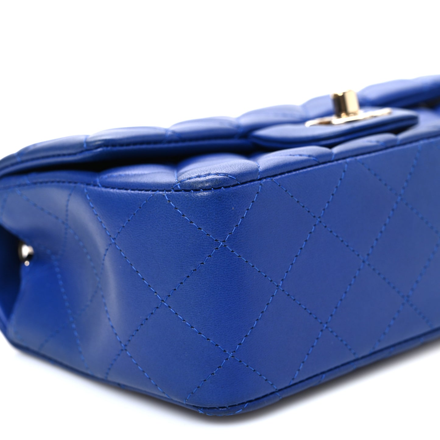 Lambskin Quilted Mini Rectangular Flap Blue