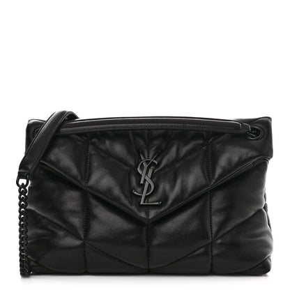 Saint Laurent Lambskin Quilted Monogram Monochrome Small Loulou Puffer Chain Satchel Black 1 of 12