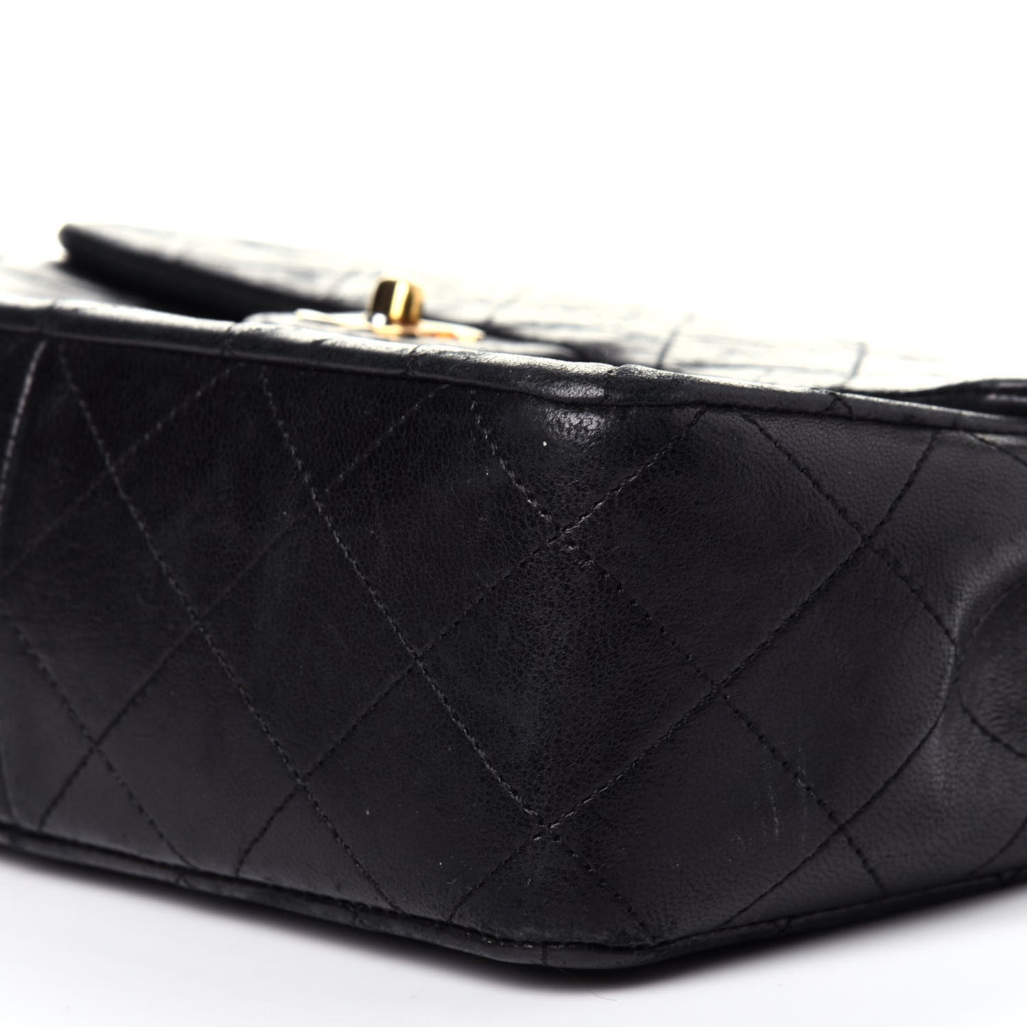 Lambskin Quilted Small Single Flap Black