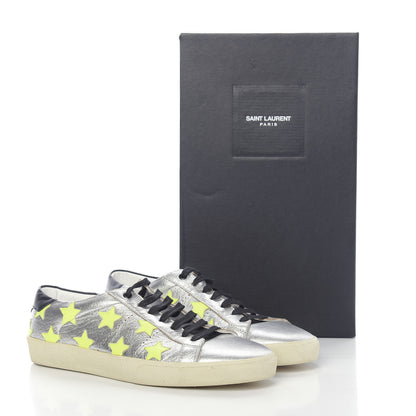 Saint Laurent Metallic Calfskin Star Court Sneakers 43.5 Silver Green 9 of 9