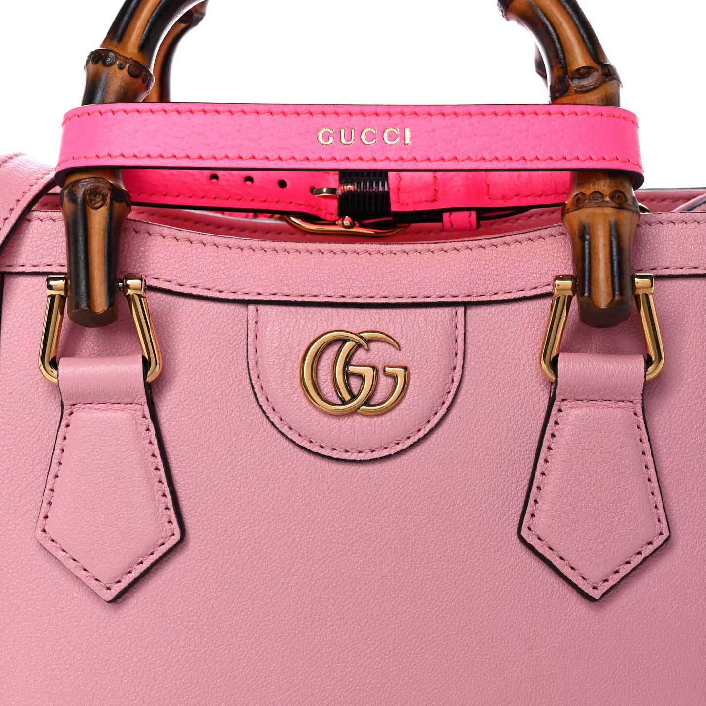 Wonka Grain Calfskin Mini Diana Tote Bag Wild Rose Fuxia Fluo