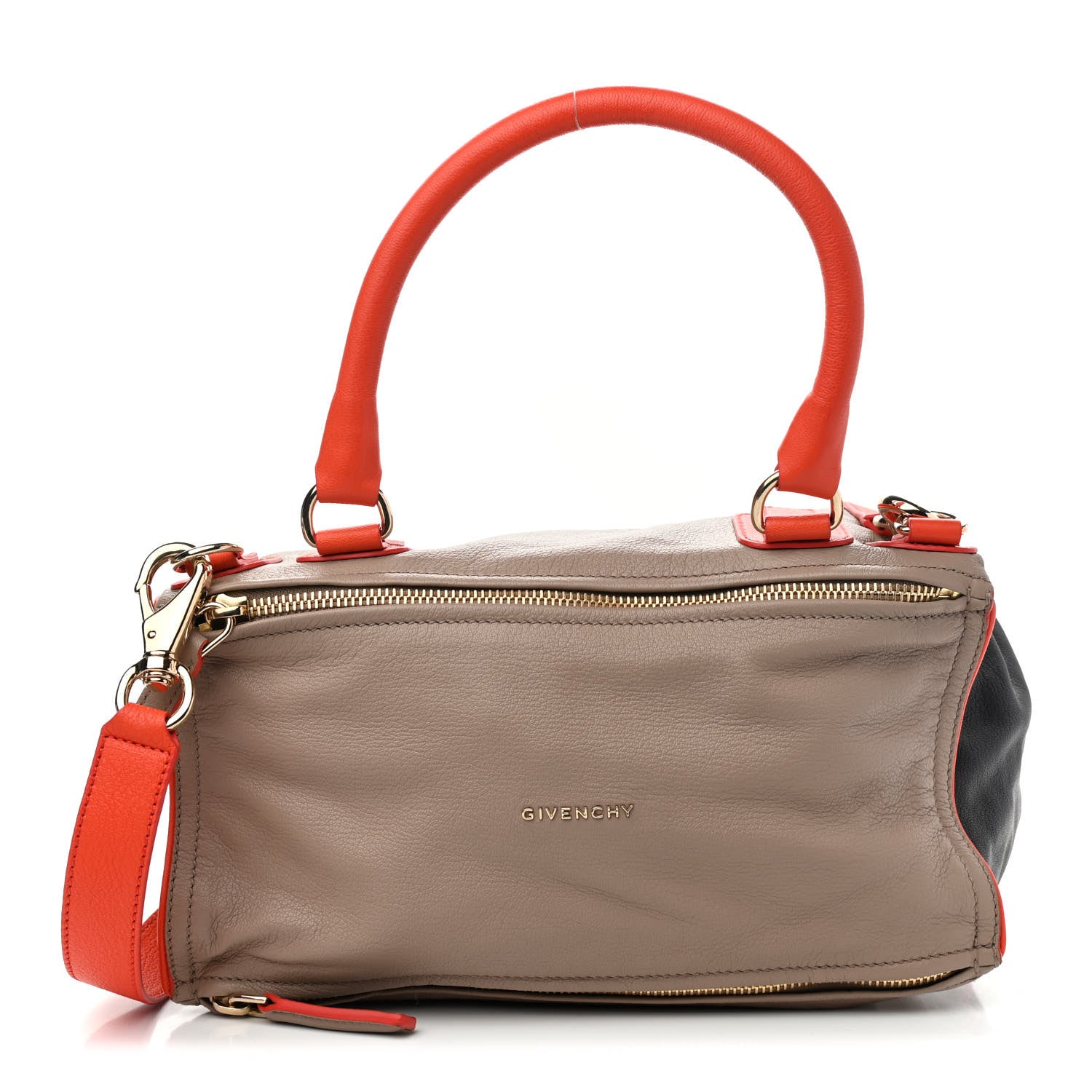 Givenchy Sugar Goatskin Large Tri-Color Pandora Taupe Black Orange 1 of 10