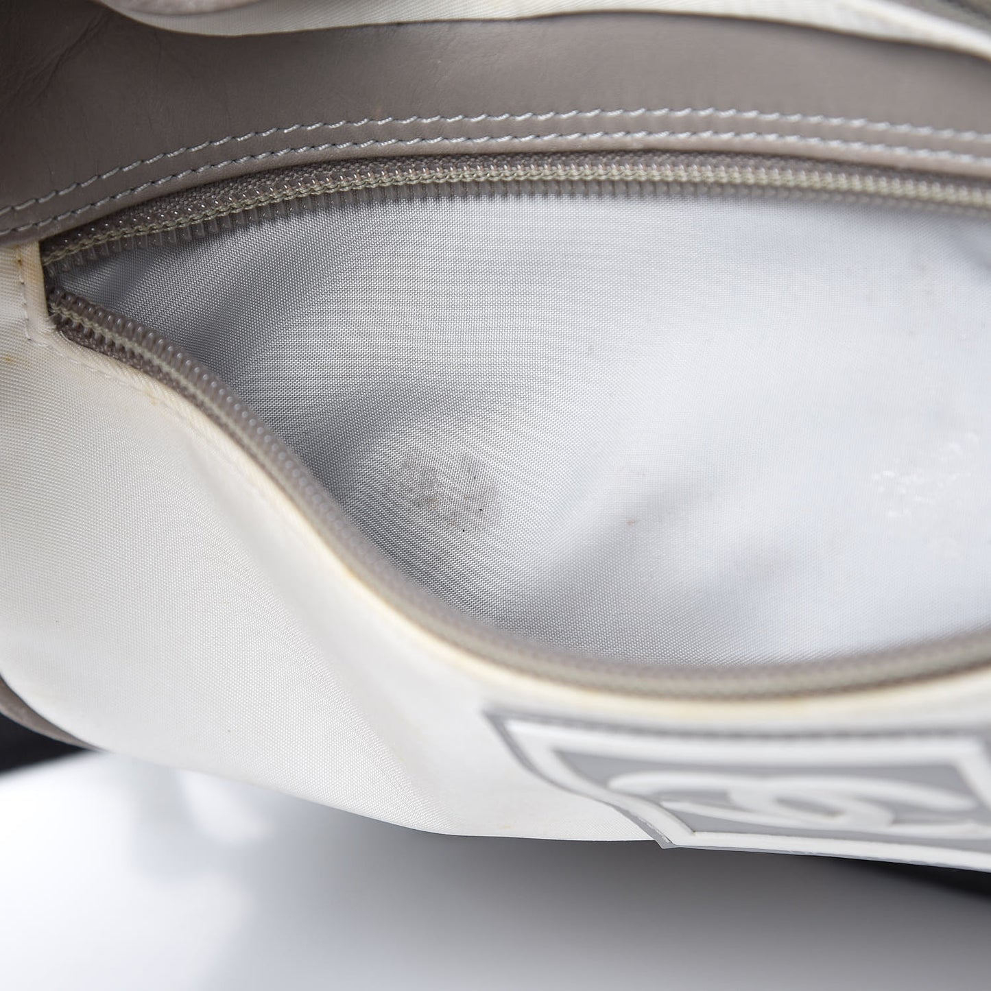 Nylon Calfskin CC Backpack White Gray