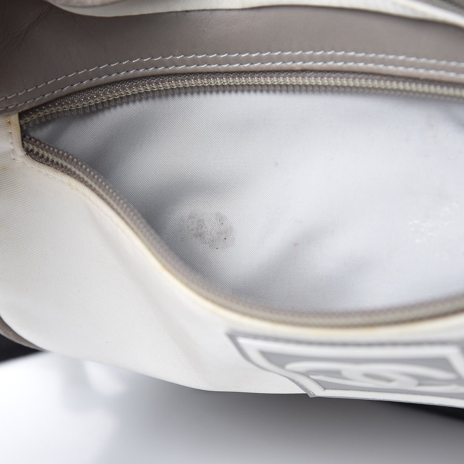 Chanel Nylon Calfskin CC Backpack White Gray 25 of 25