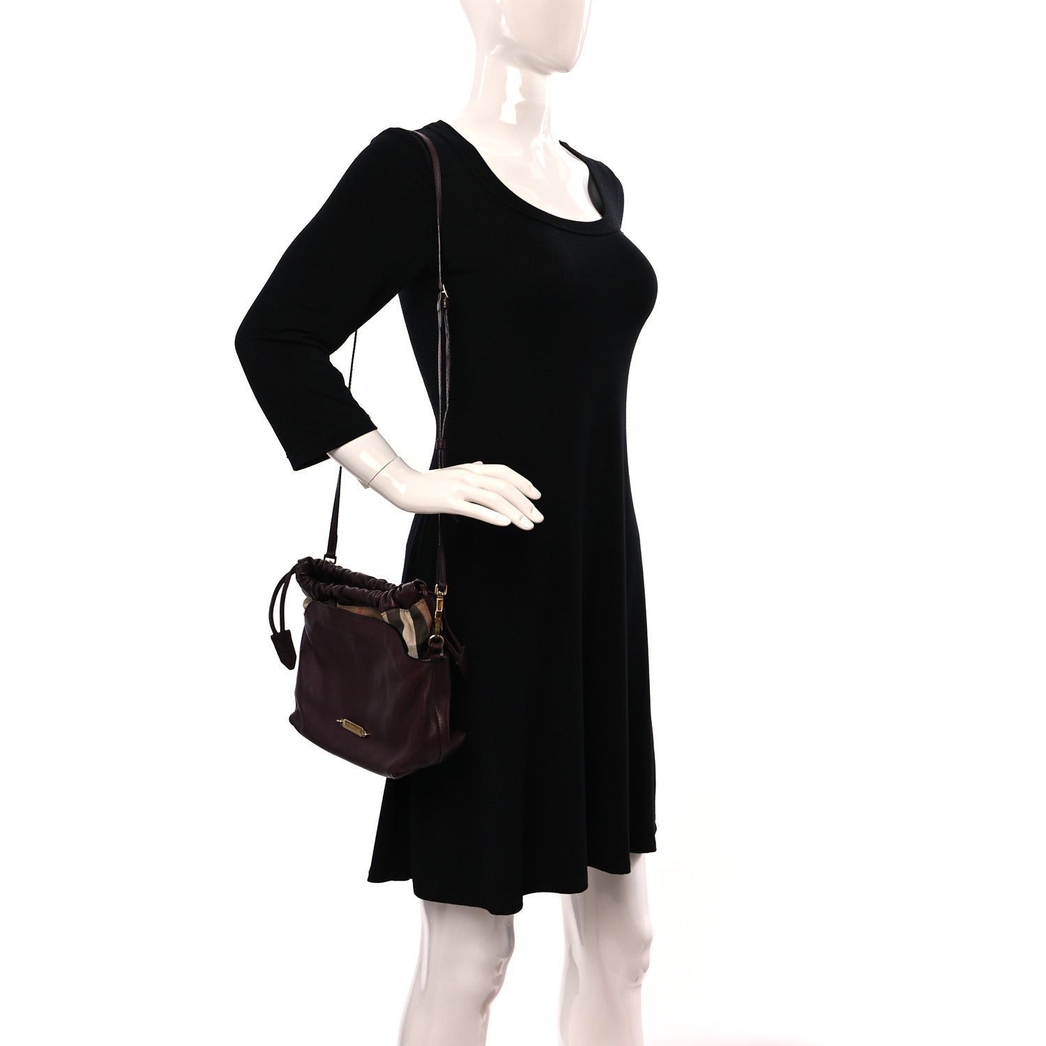 Burberry Calfskin House Check Little Crush Deep Claret 2 of 11