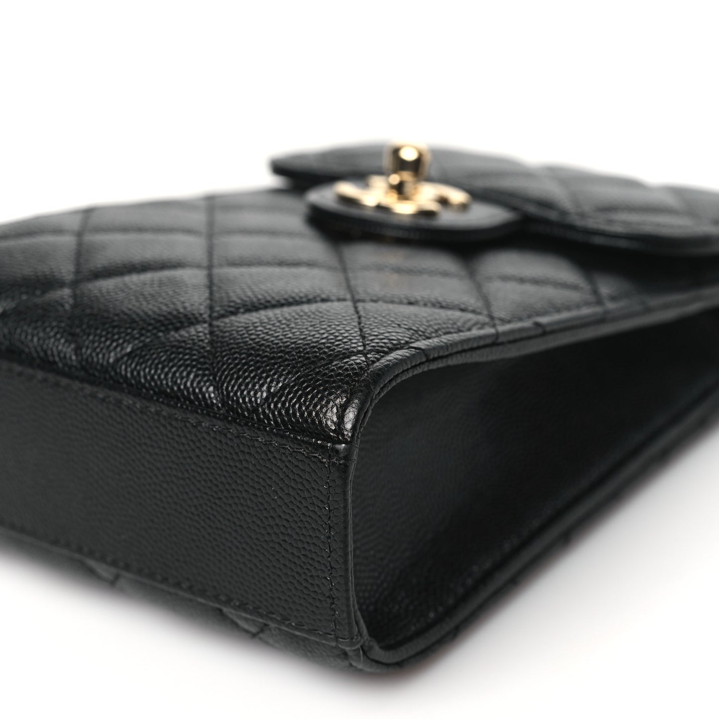 Caviar Quilted Classic Phone Holder Black
