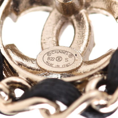 Chanel Crystal Lambskin Chain CC Stud Earrings Black Gold 4 of 5