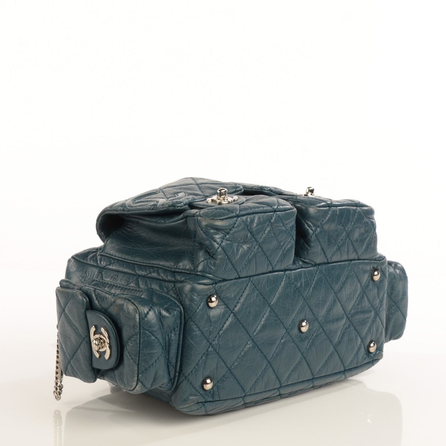 Aged Calfskin Quilted Cotton Club Reporter Blue