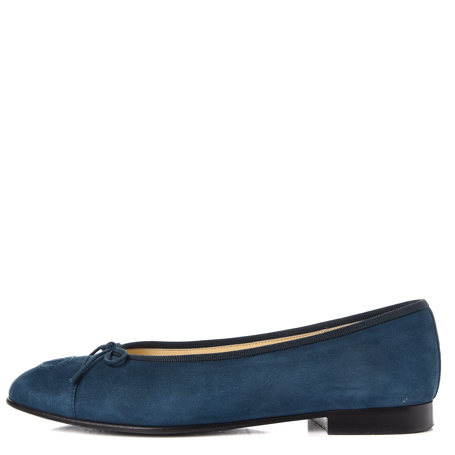 Chanel Suede Cap Toe CC Ballerina Flats 37.5 Blue 1 of 11