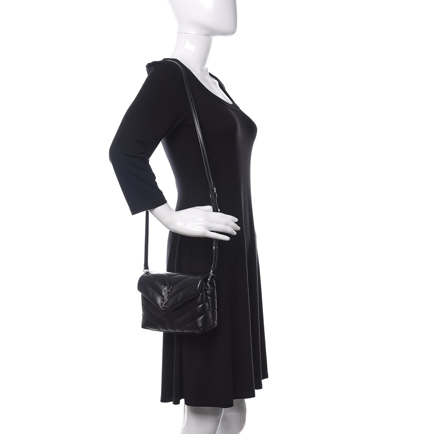 Saint Laurent Calfskin Y Quilted Monogram Toy Loulou Crossbody Bag Black 2 of 11
