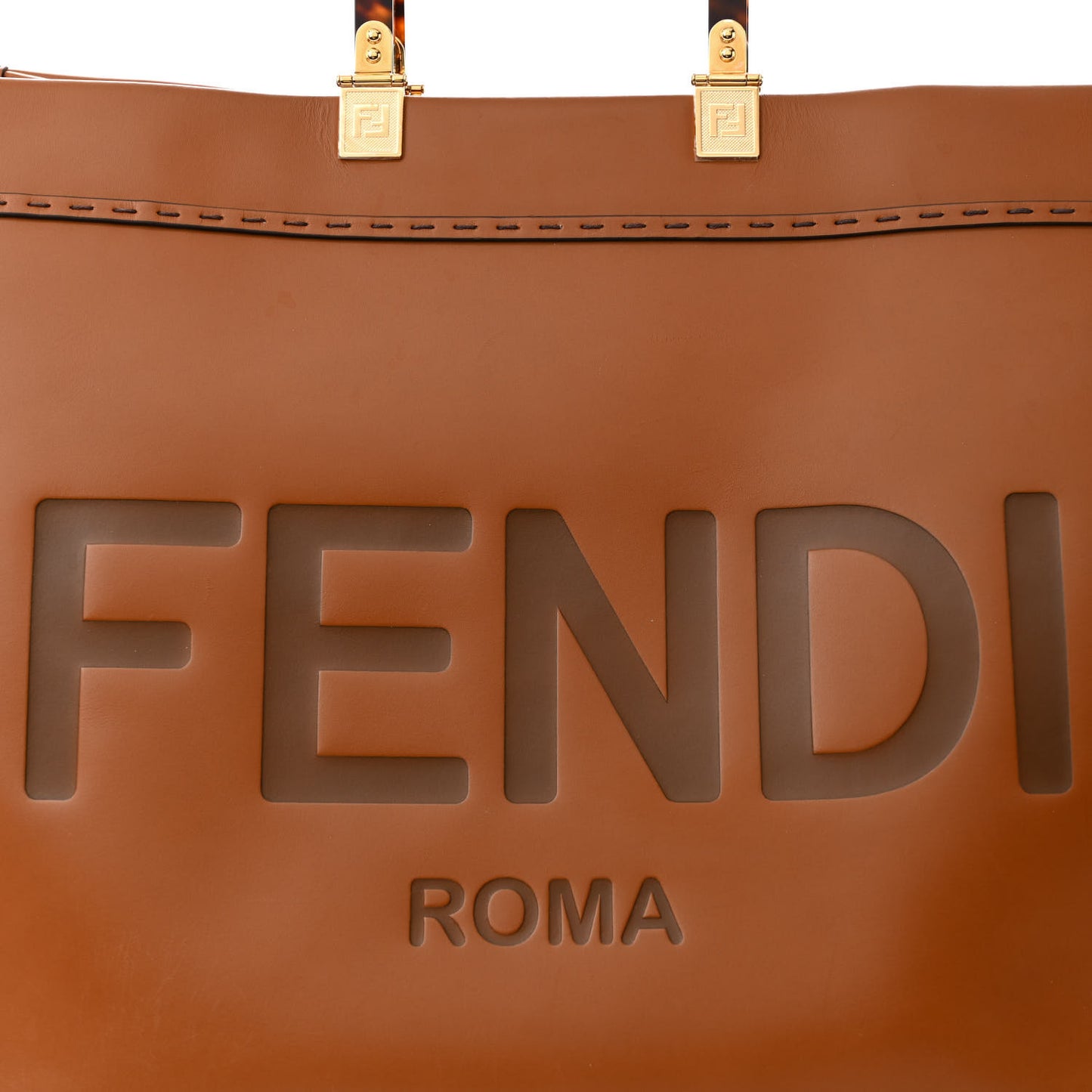 Vitello King Plexiglass Large Fendi Sunshine Shopper Tote Cuoio