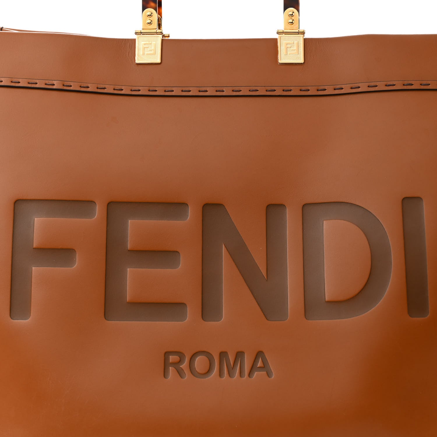 Fendi Vitello King Plexiglass Large Fendi Sunshine Shopper Tote Cuoio 8 of 14