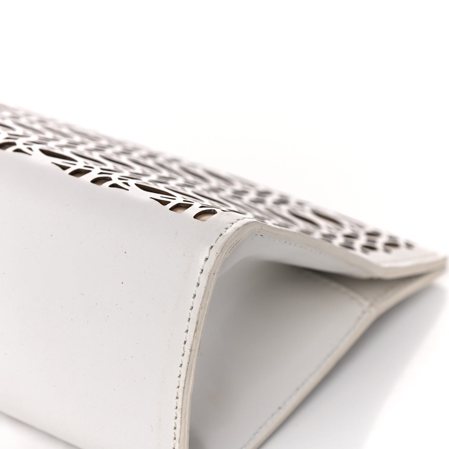 Calfskin Laser Cut Clutch White