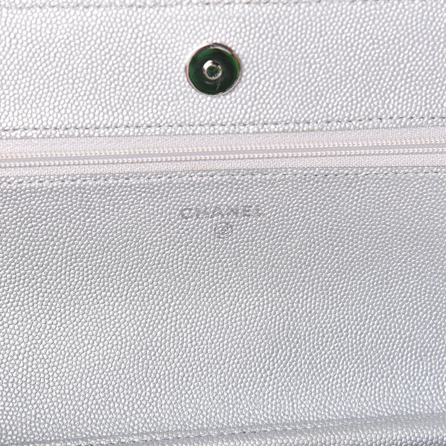 Chanel Metallic Caviar Chevron Quilted Vintage Mademoiselle Wallet On Chain WOC Silver 6 of 12