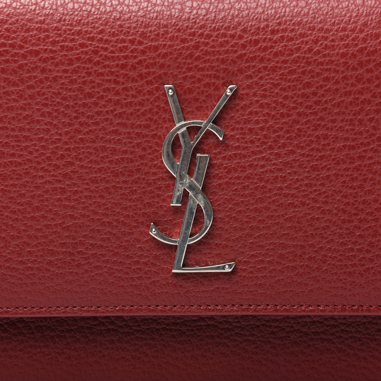 Saint Laurent Grained Calfskin Medium Monogram Sunset Satchel Red 9 of 10
