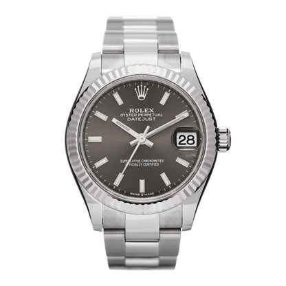 Rolex Stainless Steel 18K White Gold 31mm Oyster Perpetual Datejust Watch Dark Grey 278274 1 of 5