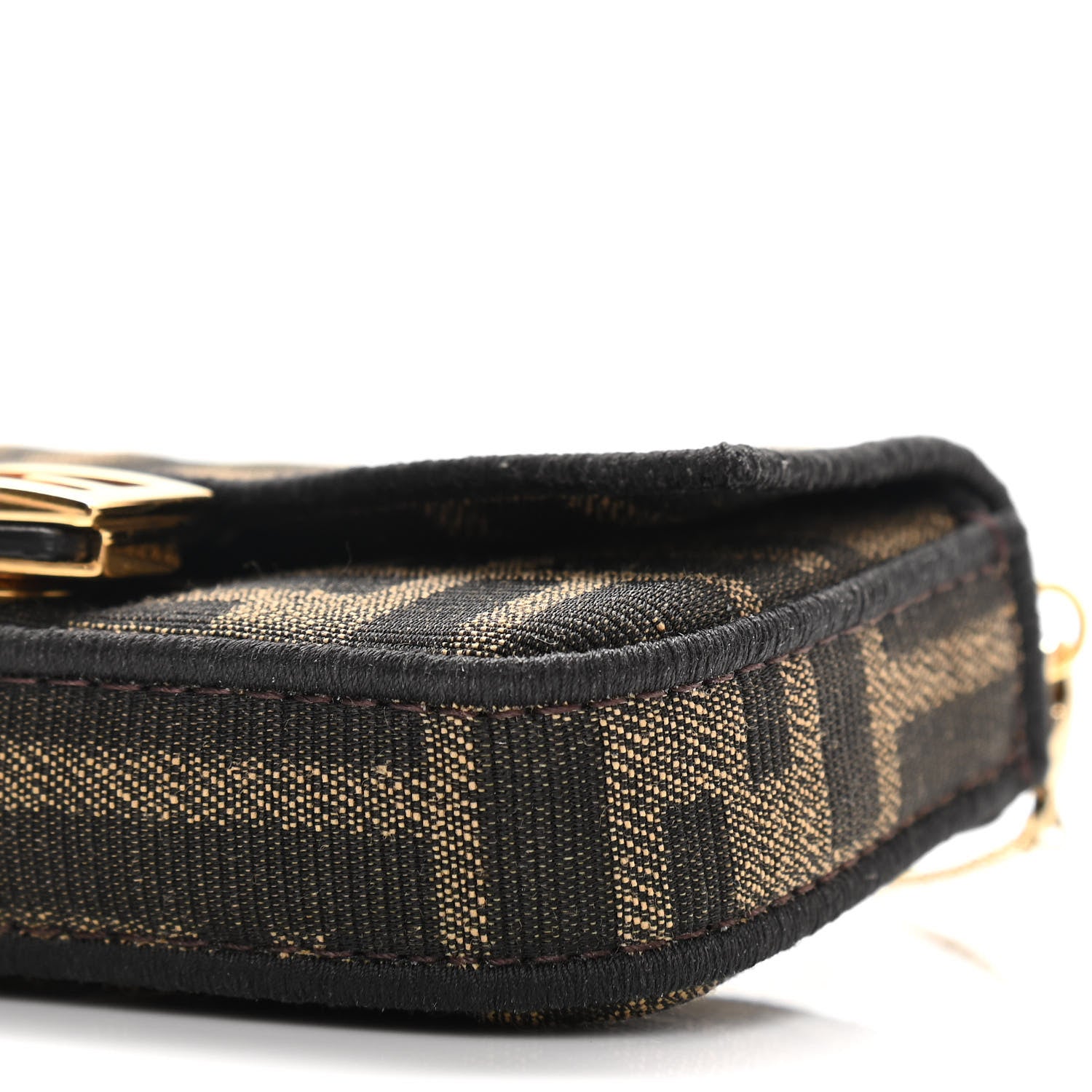 Fendi Fabric Jacquard FF 1974 Nano Baguette Charm Tobacco Moro Black 9 of 10