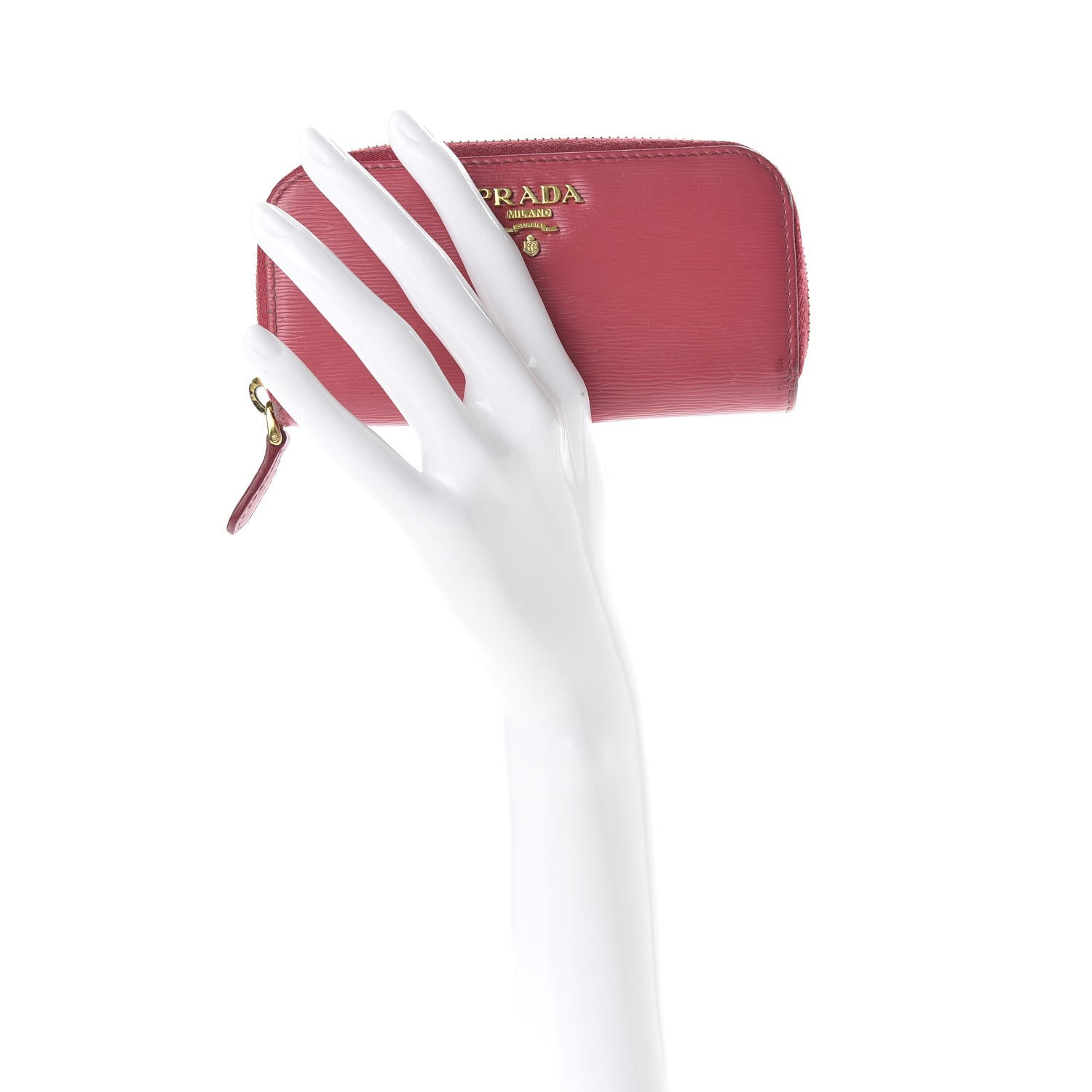 Prada Vitello Move Metal Zip Around 6 Key Holder Ibisco 2 of 9