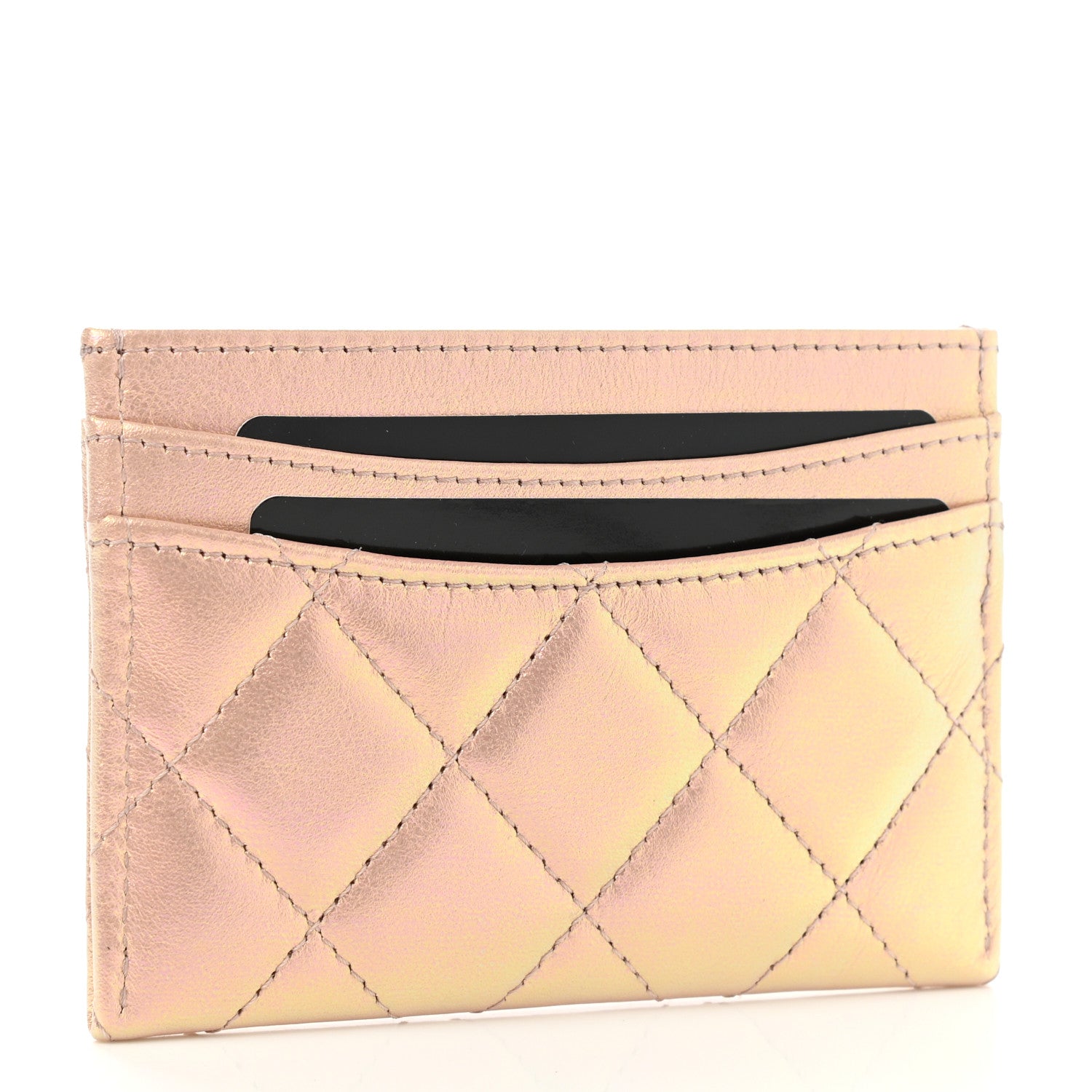 Chanel Iridescent Calfskin Quilted Card Holder Pink 2 of 9