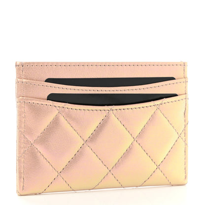 Chanel Iridescent Calfskin Quilted Card Holder Pink 2 of 9