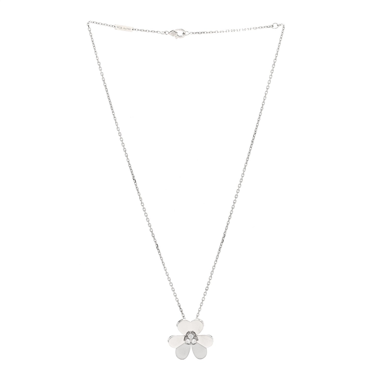 Van Cleef & Arpels 18K White Gold Diamond Large Frivole Pendant Necklace 2 of 4