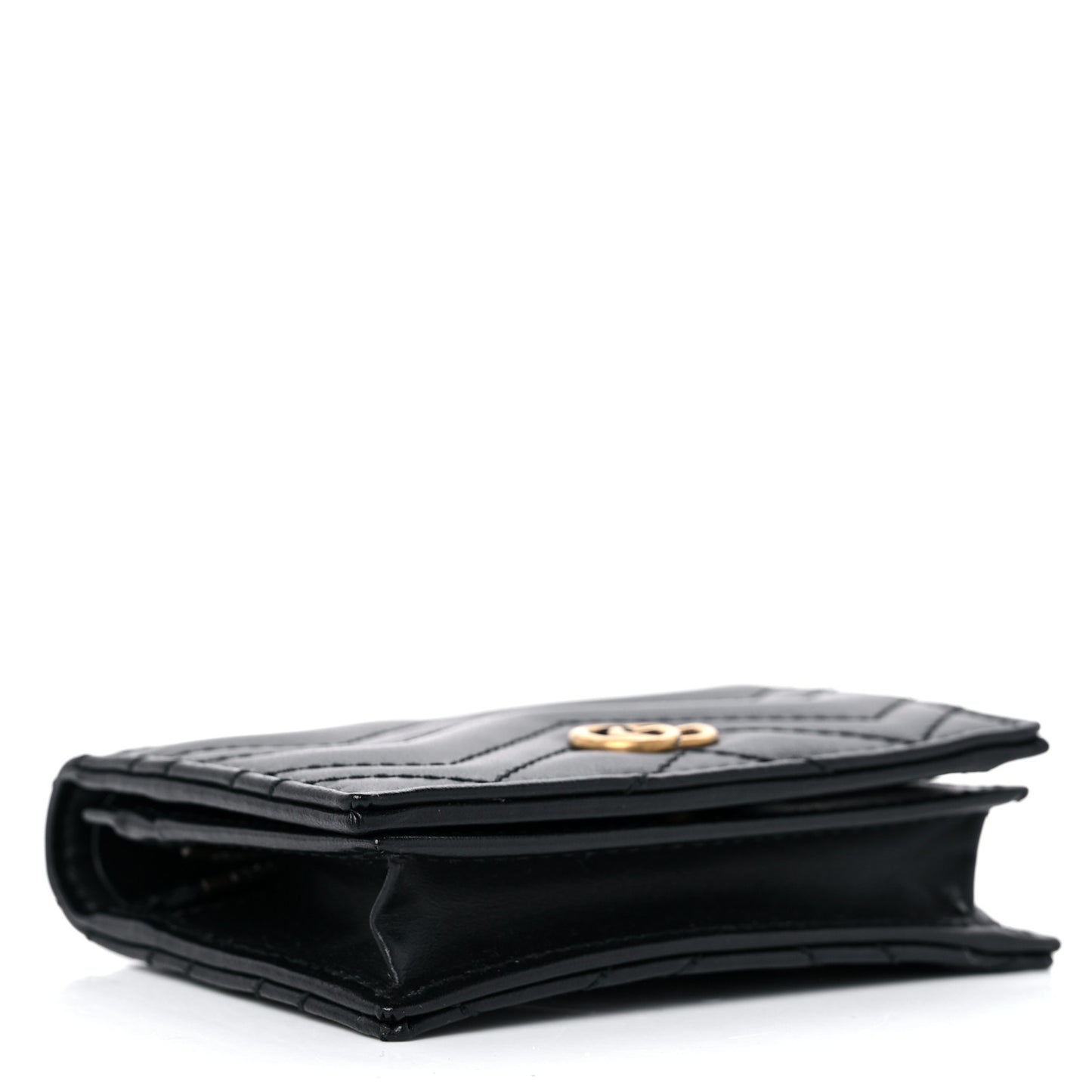 Calfskin Matelasse GG Marmont Card Case Wallet Black