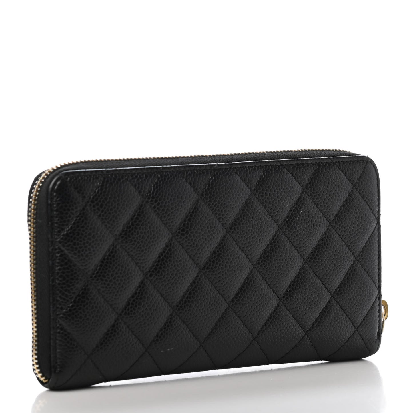 Caviar Quilted Large Gusset Zip Around Wallet Black