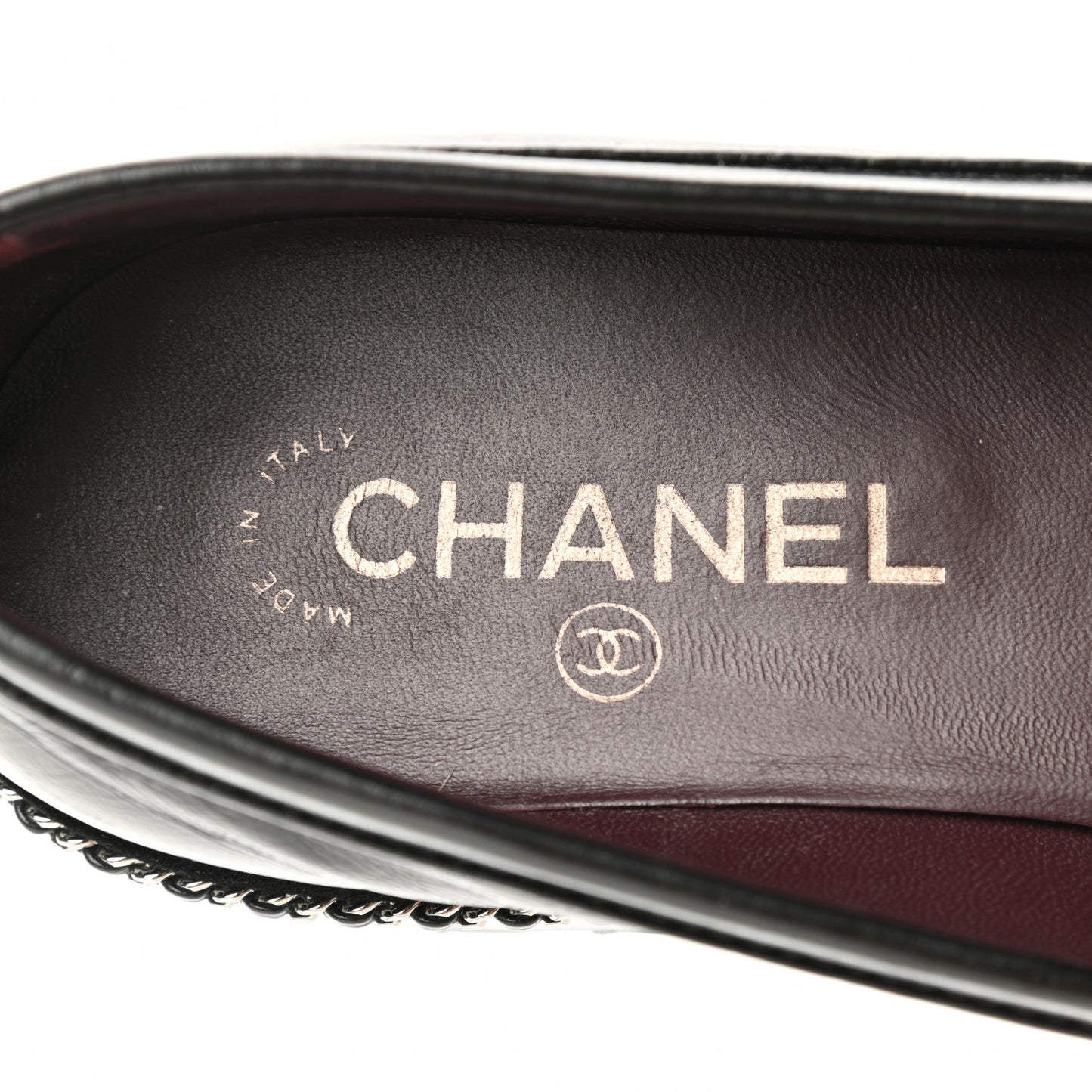 Crinkled Calfskin Velvet CC Chain Mocassin Loafers 38.5 Black