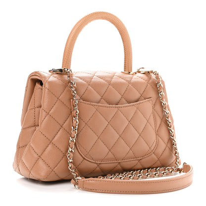 Chanel Caviar Quilted Lizard Embossed Mini Coco Handle Flap Brown 3 of 9