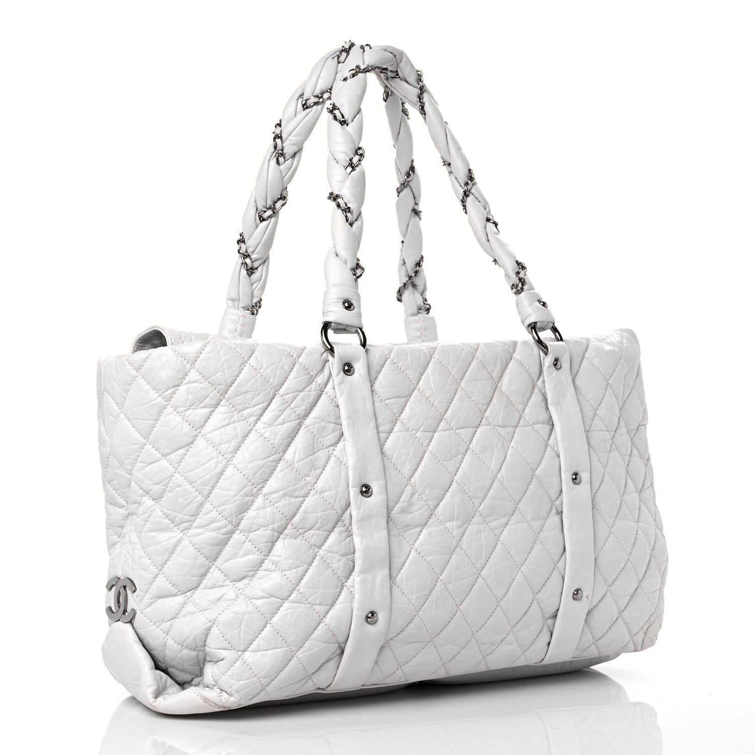 Chanel Distressed Lambskin Vintage Ligne Lady Braid XL Tote White 2 of 18