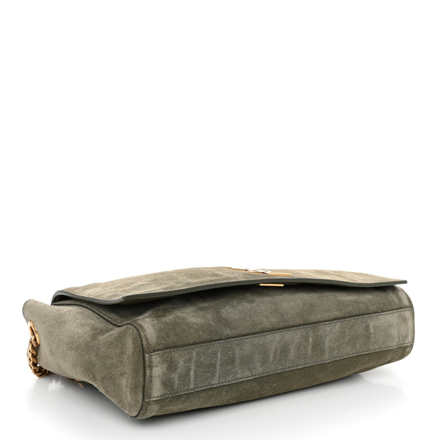 Smooth Calfskin Suede Medium Reversible Monogram Kate Satchel Olive