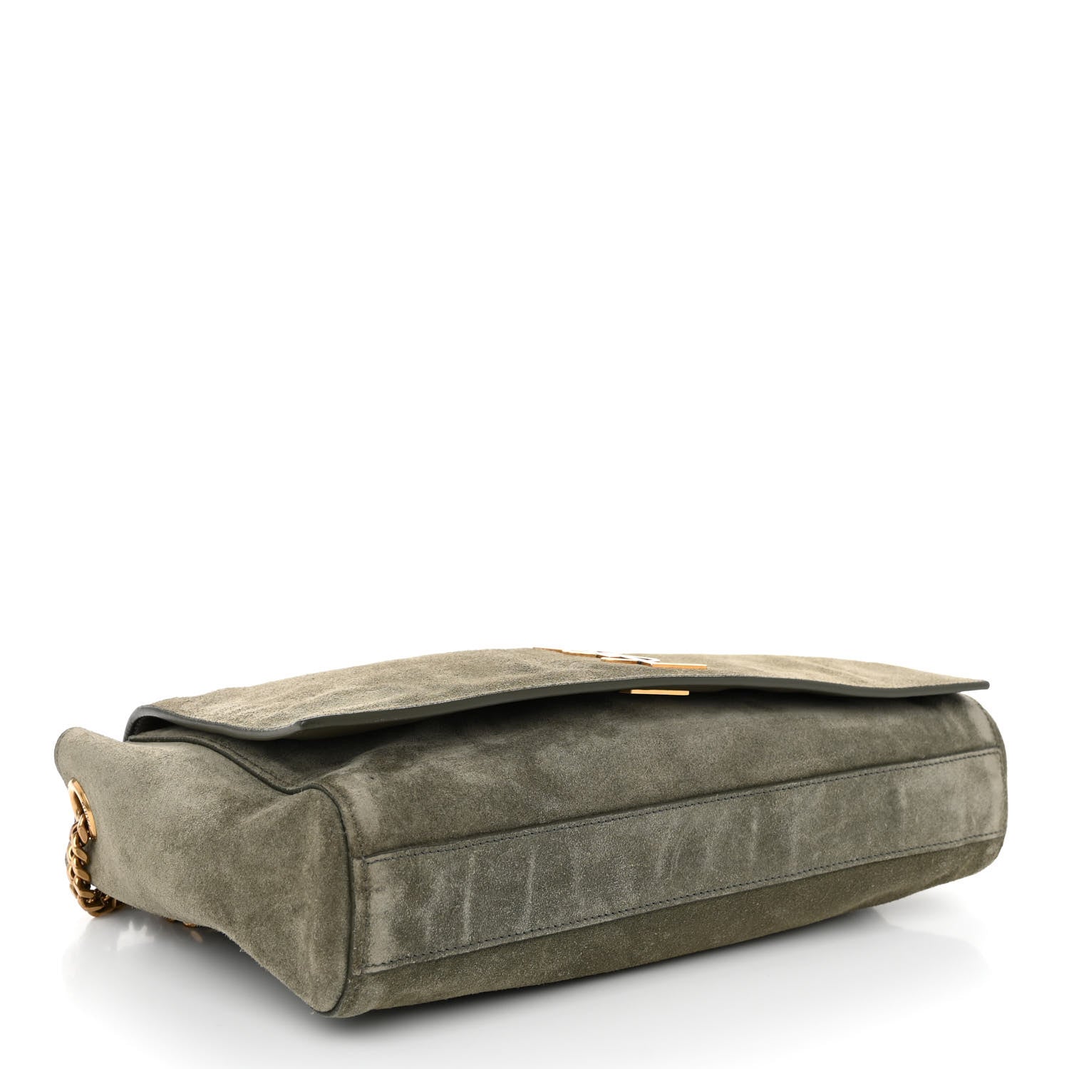 Saint Laurent Smooth Calfskin Suede Medium Reversible Monogram Kate Satchel Olive 6 of 18