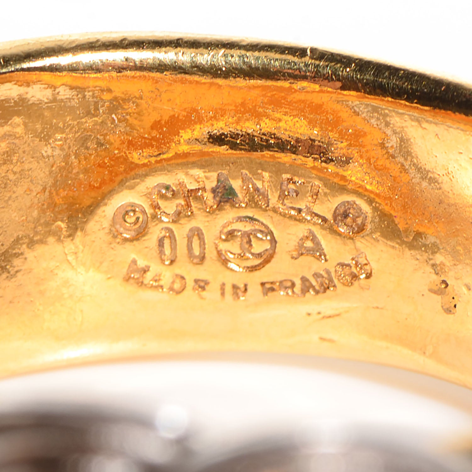 Chanel CC Silver Gold Ring 6.5 4 of 5