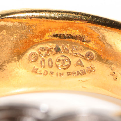 Chanel CC Silver Gold Ring 6.5 4 of 5